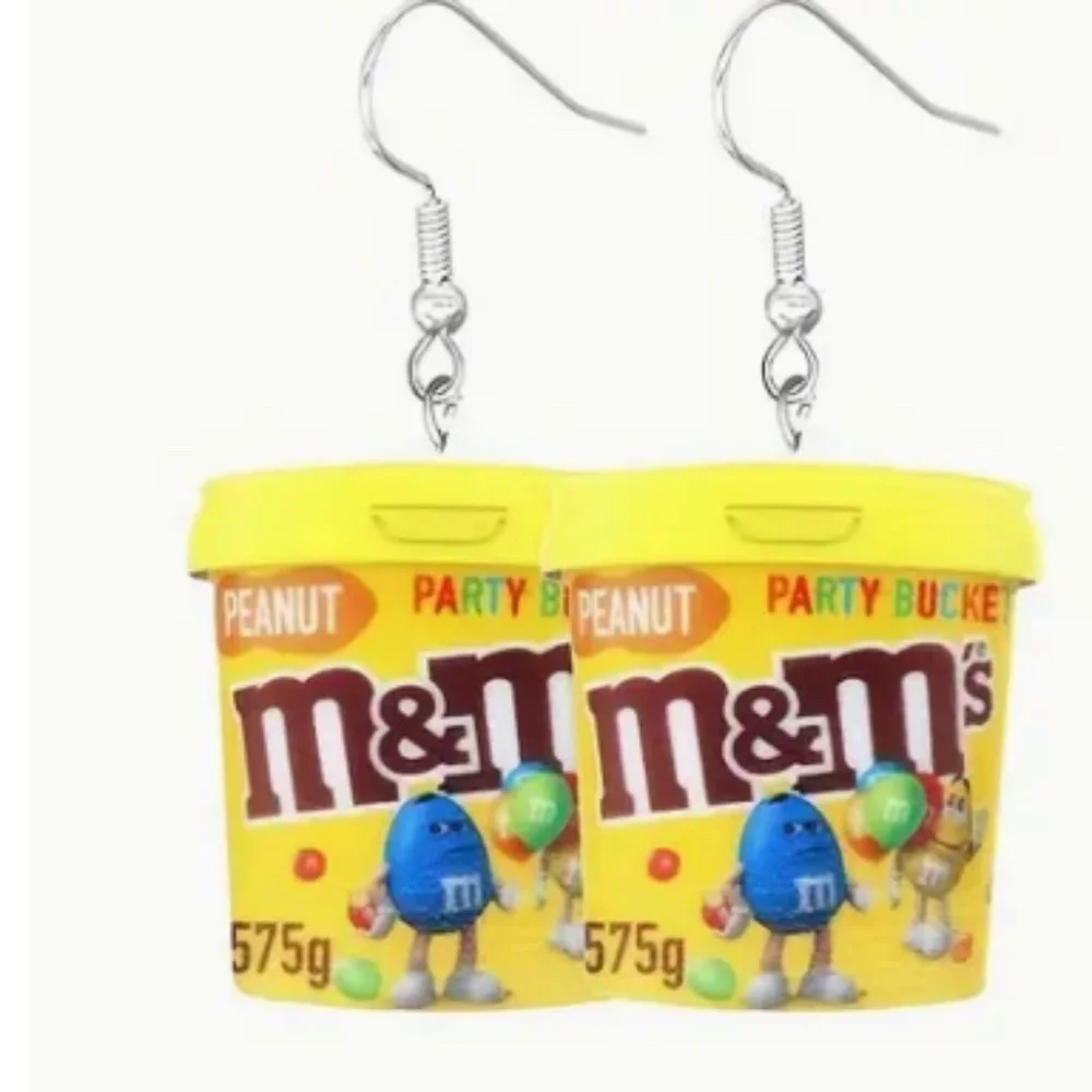 ❤️FREE Candy Peanut Chocolate Snack Food M&Ms Hipster Drop Artsy Art Earrings